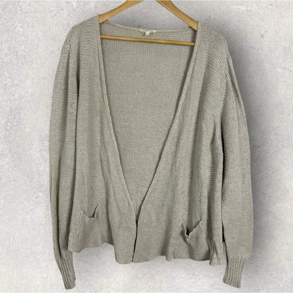 Eileen Fisher Linen Blend Knit Cardigan Sweater Womens Size XL Beige Neutral Top - Picture 2 of 12